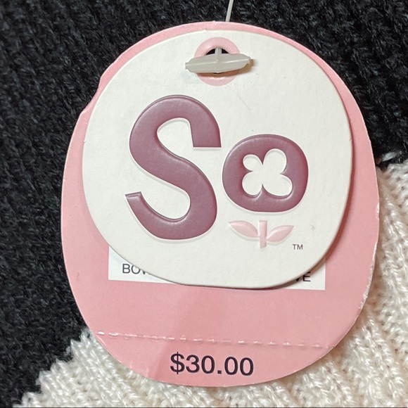 NWT SO BLACK & IVORY SCARF WITH BOW ACCENT - Picture 7 of 8